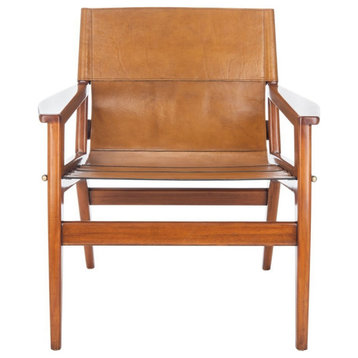 Alessa Leather Sling Chair Brown