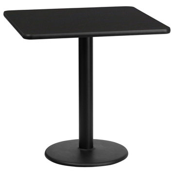 24'' Square Black Laminate Table Top with 18'' Round Table Height Base