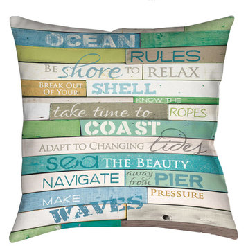 Ocean Rules Decorative Pillow, 18"x18"