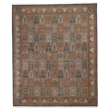 Oriental Rug Indo Qum 13'2"x11'0" Hand Knotted Carpet