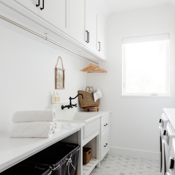 Coastal Modern Farmhouse Custom Laundry Room Rolling Carts