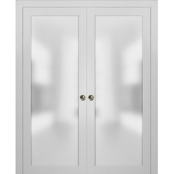 Planum 2102 Interior Sliding Closet Double Pocket Doors 72x84 White Silk