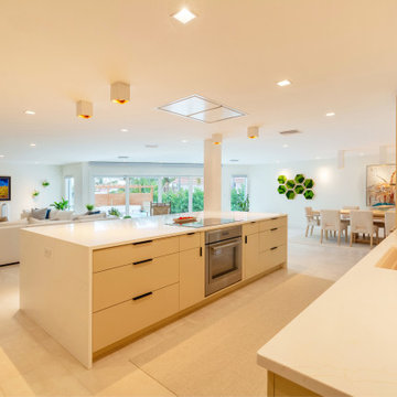 Warm Modern Kitchen with Integrated Open-Concept Living
