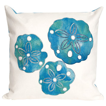 Visions I Sand Dollar Indoor/Outdoor Pillow, Pearl, 20" Square