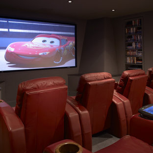 Design ideas for a classic home cinema in San Francisco.