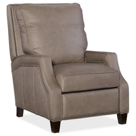 Bowery Hill Contemporary Leather Recliner in Beige and Natchez Brown