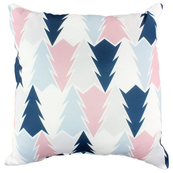 Tree Pattern Decorative Pillow, Blue and Pink