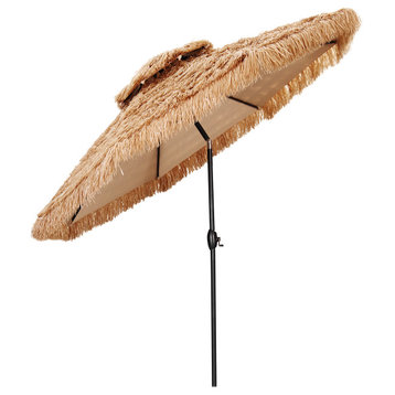 Ainfox 10ft 2 Tier Thatch Patio Umbrella With Crank Without Base