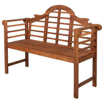 Lutyens 51.2" 3-Seat Arched Acacia Wood Outdoor Garden Patio Bench, Teak