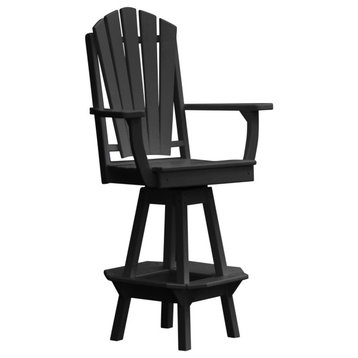Poly Lumber Adirondack Swivel Bar Chair with Arms, Black