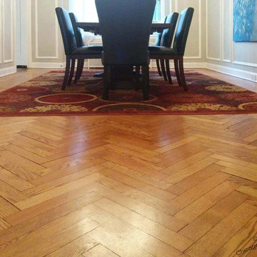 Chicagoland Flooring - Historic herringbone hardwood flooring in dining room