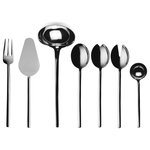 Mepra - Due Serving Set, Mirror, 7 Pcs. - The Due collection by Mepra is flatware that exudes luxury as a lifestyle. Its cool, minimal, style is inspired by influential designers like Angelo Mangiarotti and exalted through generations of tradition, technique and superb materials. They're quite practical, too. The metal undergoes a titanium-based molecular embedding process that makes for dishwasher-safe utensils that won't corrode, oxidize or stain.