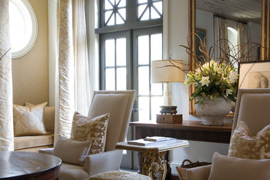 Example of a transitional living room design in Birmingham