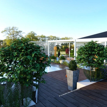 Aménagement d'extérieur - Pergola Bioclimatique - Villa contemporaine version 2