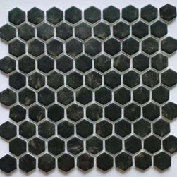 GBM Manufacturing - Porcelain Hexagonal Mosaic Floor and Wall Tiles, Black, Single Sheet - Mosaic Tile
