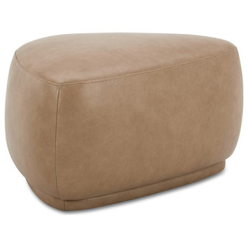 Pebble 26" Rounded Triangle Cocktail Ottoman, Tuscan Tan Brown Top Grain Leather