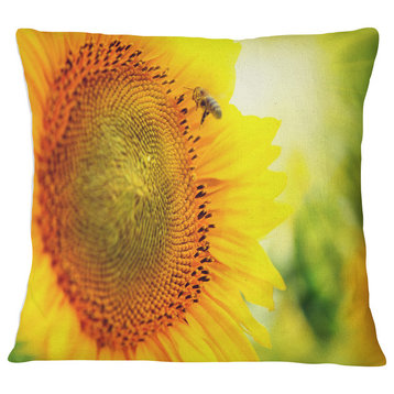 Sunflower Blooming on Field Animal Throw Pillow, 16"x16"