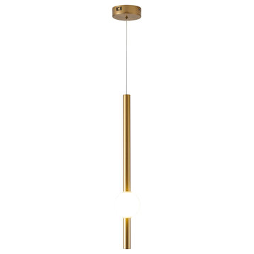 D3.94'' Gold Single Pendant Light with a White Acrylic Shade