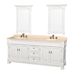 Wyndham Collection Andover 80" Vanity, Ivory Marble Top,White Sinks - Bathroom Vanities And Sink Consoles