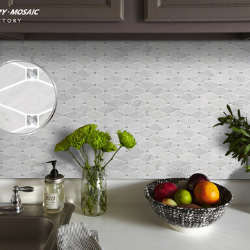2017 Century Mosaic Carrara Long Octagon & Diamond Mirror Glass Mosaic