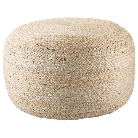 Jaipur Living Mesa Solid Cylinder Pouf, White