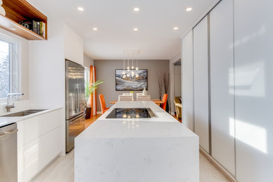 Mid-sized minimalist kitchen photo in Montreal