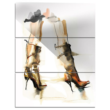 "High Heel Shoes" Digital Glossy Metal Wall Art, 3 Panels, 28"x36"