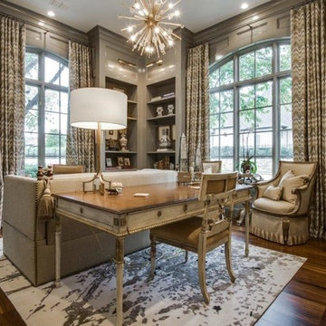 Traditional Office With Built-In Bookshelves