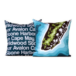 Cape May, Avalon, Stone Harbor,Wildwood Map Pillow - Decorative Pillows