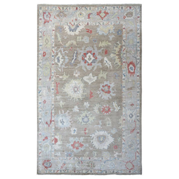 Taupe Hand Knotted Wool Afghan Angora Oushak Oversized Oriental Rug, 12'x17'6"