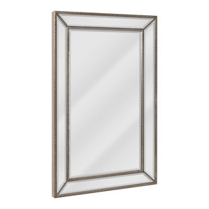 Head West Beaded Champagne Silver Beveled Wall Mirror 24x36 Traditional Wall Mirrors By Head West Inc