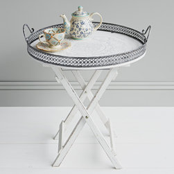 embossed white wood folding table - Side Tables & End Tables