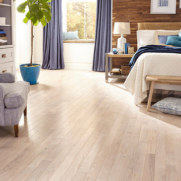 Boho, Organic, Large Bedroom - Piedmont Linen, Solid, White Oak Hardwood