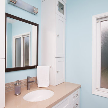 Refreshing Blue & White Master Bathroom Remodel in Torrance, CA.