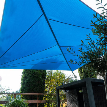 Manuell aufrollbares Sonnensegel | Terrasse | blau