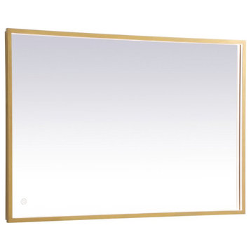 Elegant Decor MRE62730BR 27"x30" LED Mirror, Adjustable Color, Brass
