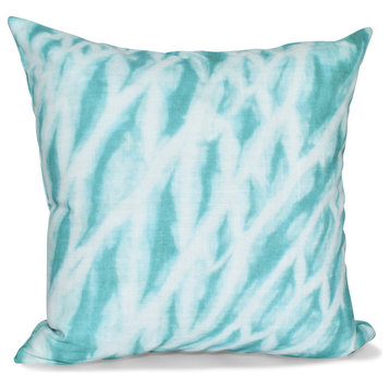 Shibori Stripe, Geometric Print Pillow, Teal, 18"x18"