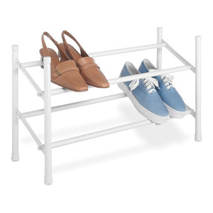 Sunbeam Shoe Rack 2 Tier Expandable Chrome Contemporary Shoe Storage By Home Basics