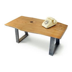 chestnut slab and welded steel coffee table - Coffee Tables