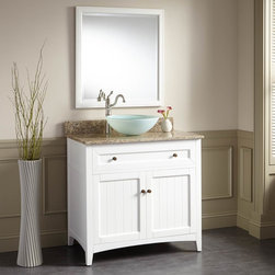 36" HALIFAX VESSEL SINK VANITY - WHITE - Bathroom Vanities And Sink Consoles