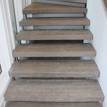 White Oak Open Rise Stair & Stainless Steel Rod Balustrade