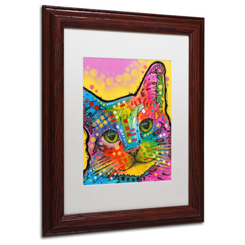Dean Russo 'Tilt Cat' Framed Art, 11x14, Wood Frame, White Mat
