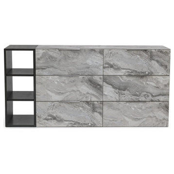 Cole Modern Gray Wash & Faux Marble Dresser