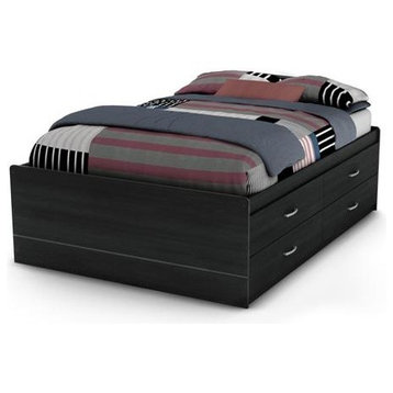 South Shore Cosmos Full Captain Bed, 54'' With 4 Drawers, Black Onyx