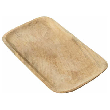 Serene Spaces Living Teak Oblong Serving Tray, 15.75" Long, 7.25" Wide, 1" Tall