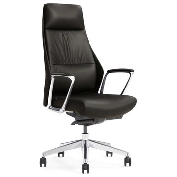 Burns Modern Fully Reclining Adjustable Executive Chair Black Top Grain Leather