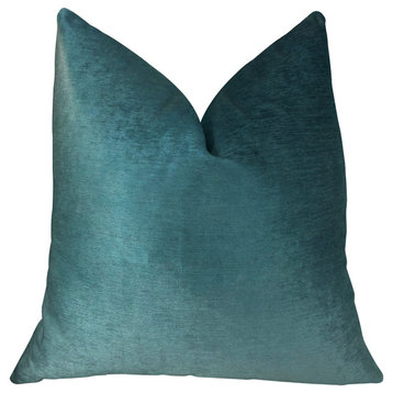 Plutus Aqua Dulce Teal Handmade Luxury Pillow, Double Sided 20"x30" Queen