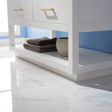 Remi 48" Single Bathroom Vanity Set in White and Carrara White Marble Countertop