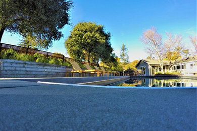 Hot tub - large modern backyard concrete and custom-shaped lap hot tub idea in San Francisco
