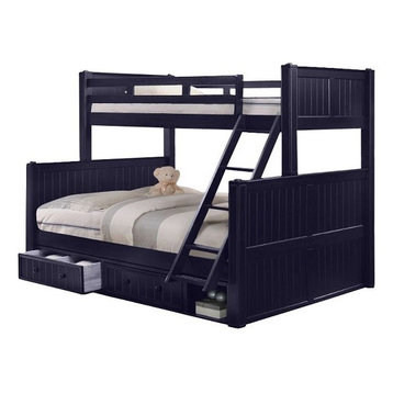 Annapolis Blue Twin over Queen Bunk Bed with Storage Drawers